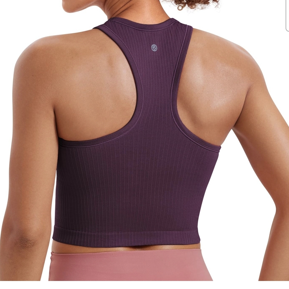 NWOT Women's Purple Ribbed Racerback Athletic Tank Top XXS - Picture 2 of 4